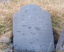 Headstone dating from the early 1800s in memory of members of the Brothers family. Photo taken December, 2005.; HFNL/Andrea O'Brien 2005
