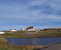 Exterior photo of All Saints Anglican Church and Cemetery, broad view showing general area, English Harbour, NL.  Taken October 2005.; HFNL/ Andrea O'Brien 2005