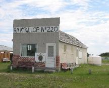 View of front of office highlighting the boomtown style facade; Saskatchewan Architectural Heritage Society, Kyle Zelmer, 2005.