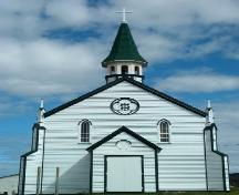 Front view of St. Joseph's Roman Catholic Church, Bonavista, circa 2005, after restoration work; Newfoundland Historic Trust, 2005
