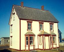 Exterior front and side view of Henry Tremblett House, Bonavista, NL, circa 2002, after restoration work; HFNL 2002