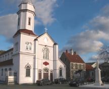 View of the convent from the town square.  Note the statue at the right side of the photo, and Sacred Heart Roman Catholic Church at the left.  Photo taken November 29, 2006.; Christopher J Newhook 2006/ HFNL 2006