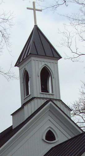 closeup of church belfry