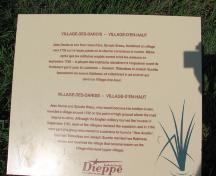 Darois-Breau Founders' Site - close-up of the plaque; City of Dieppe