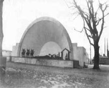 Historic view of the Gyro Bandshell Christmas Display, no date; Penticton Museum