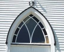Decorative window, West Branch United Church, West Branch, 2006; Heritage Division, NS Dept of Tourism, Culture and Heritage, 2006.