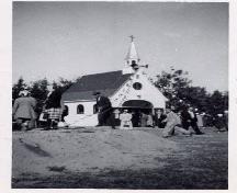 Historic photo of the shrine, 1955; Tracadie Museum