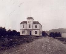 Exterior historic photo of St. Gabriel's Hall, Marystown, circa 1940s.; HFNL 2006