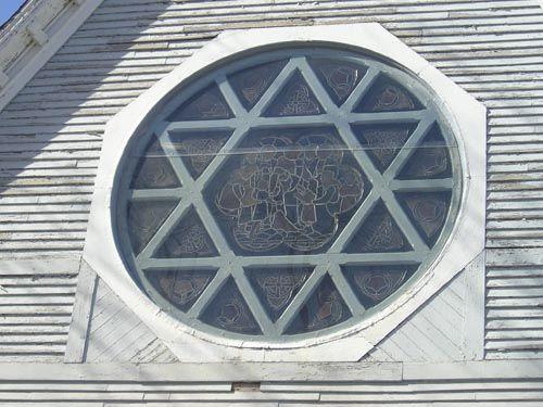 Stained glass rose window