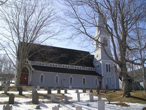 East elevation and cemetery