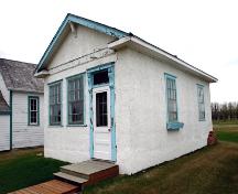 Primary elevations, from the northeast, of the Manitoba Telephone System Building, Cartwright, 2006; Historic Resources Branch, Manitoba Culture, Heritage and Tourism 2006