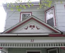 11 Faulkner Street, verandah pediment, 2004; Heritage Division, N.S. Dept. of Tourism, Culture and Heritage, 2004