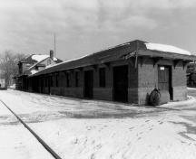 Corner view of the Canadian Pacific Railway Station at Fredericton, 1991.; Robert Power, 1991.
