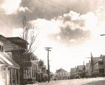 Une vue sud de la rue Principale après l'incendie de 1938 avec le magasin Gilbert Léger à la gauche; Valmond Léger Collection