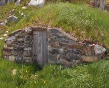 Front photo view of Dan Goodland-Downstairs Root Cellar, Maberly, Elliston, NL, 2006/06/15; L Maynard, HFNL, 2007