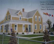 An artistic rendition of the home of Louis J. Robichaud during his childhood (circa 1940).; Irène Melanson