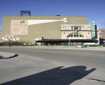 Contextual view, from the east, of the Walker Theatre, Winnipeg, 2005; Historic Resources Branch, Manitoba Culture, Heritage and Tourism, 2005