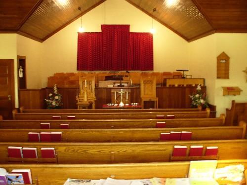 Interior view of the Birsay United Church, 2007.