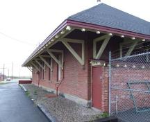West elevation, CN Train Station, Sydney Mines, Nova Scotia, 2007.
; Heritage Division, NS Dept. of Tourism, Culture and Heritage, 2007.