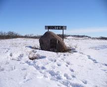 View showing the cairn and sign.; Mike Fedyk, 2007.