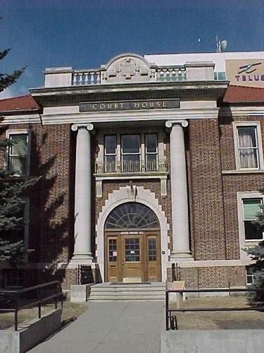 South view of main entry, from Ross Street