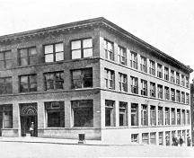 Exterior view of the News-Advertiser Building, c. 1908; H.J. Boam, British Columbia, 1912, p. 456