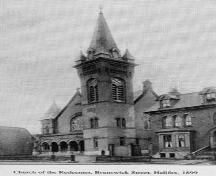 1899 historic photo of front facade, Church of Holy Redeemer, Halifax, NS; source: http://www.menno.ca/Marley.asp
