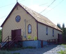 Exterior photo view of front and right facades of the Orange Hall, Main Street, Elliston, NL, circa 2006; Tourism Elliston Inc., 2007