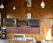 View of the choir platform in the Tamarisk United Church, (near Grandview), 2005; Historic Resources Branch, Manitoba Culture, Heritage and Tourism, 2005