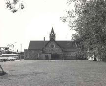North elevation of Precious Blood Cathedral, showing sanctuary and transepts - c. 1983; OHT, 1983