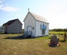 Primary elevations, from the northeast, of Peace Lutheran Church, Chatfield, 2006; Historic Resources Branch, Manitoba Culture,Heritage and Tourism 2006
