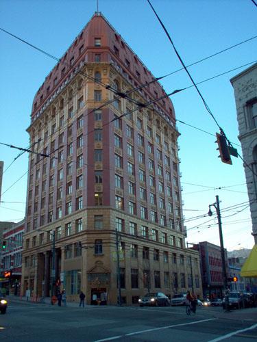Corner view from southeast