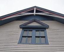Detail of vergeboards and pediment, Greenhill Community Church, Port LaTour, NS, 2008.; Dept. of Tourism, Culture and Heritage, Province of NS, 2008.