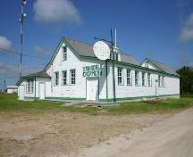 Primary elevations, from the southeast, of the Eriksdale Creamery, Eriksdale, 2005; Historic Resources Branch, Manitoba Culture, Heritage and Tourism, 2005