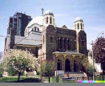 View of the main façade of St. Anne's Church showing the two towers and dome – 2002; OHT, 2002