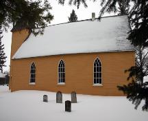 South elevation of St. Anne's Anglican Church, Poplar Point area, 2005; Historic Resources Branch, Manitoba Culture, Heritage and Tourism 2005