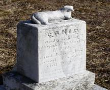 A child's headstone in the Free Will Baptist Cemetery, Beaver River, Yarmouth County, NS, 2008.; Heritage Division, NS Dept. of Tourism, Culture and Heritage, 2008