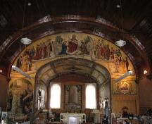 View of interior of Assumption of the Blessed Virgin Mary Church featuring paintings by Berthold Von Imhoff, 2007.; Government of Saskatchewan, Thome, 2007.