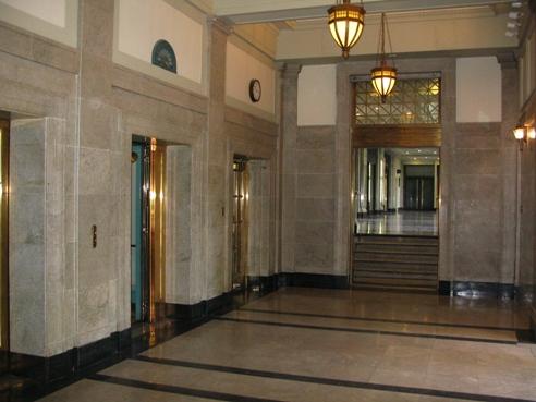 The elevator lobby