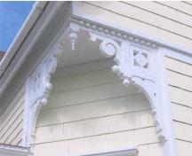 Showing detail of gingerbread decoration; Province of PEI, 2007