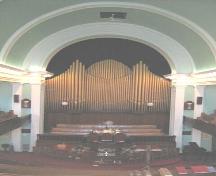 View of altar from choir loft, St. Andrew's United Church, Sydney, NS, 2008.; Heritage Division, NS Dept. of Tourism, Culture and Heritage, 2008