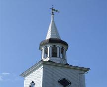 Steeple detail, St. John's Anglican Church and Cemetery, Port Williams, Nova Scotia, 2007.
; Heritage Division, NS Dept. of Tourism, Culture and Heritage, 2007.