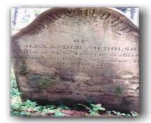 Showing Alexander Nicholson marker from 1820; The Island Register