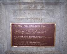 Plaque on the monument.; The Valley District Planning Commision