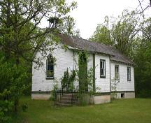 View from the northeast of the primary elevation of MacKenzie Presbyterian Church, near East Selkirk, 2005; Historic Resources Branch, Manitoba Culture, Heritage, Tourism and Sport, 2005