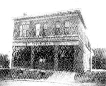 The front façade of the Journal Le madawaska Building as it appeared in 1937 just after the newspaper's relocation to this building.; Boucher, Jean Louis, « Le Madawaska: 70 ans de progression », p. 18