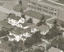 Aerial view of house in 1958; Wyatt Heritage Properties, Acc. 013.21