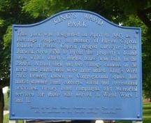 Featured is the plaque in commemoration of Hiram Capron at King's Ward Park.; Kayla Jonas, 2007.
