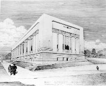 Historic rendering of the Bay Street Substation, 1928; BC Hydro