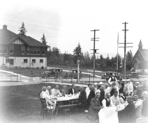 School in left background